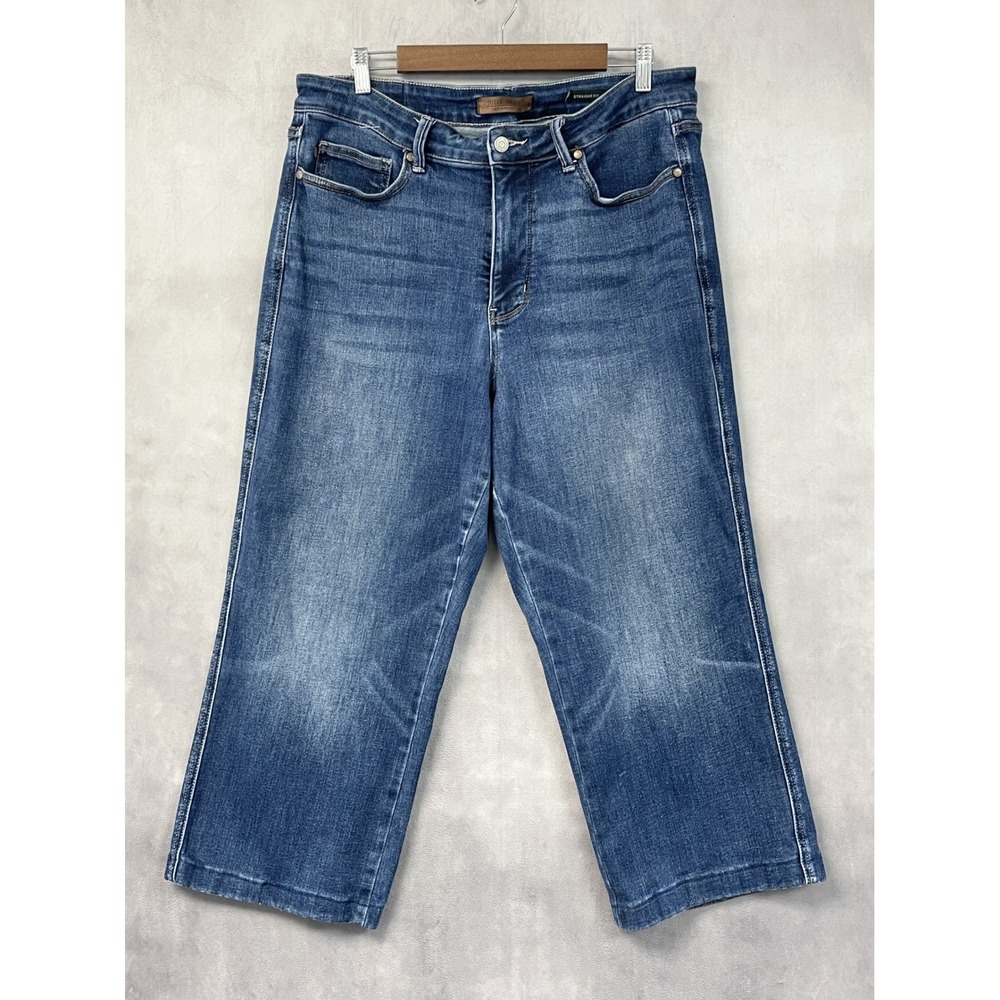 Judy Blue Tummy Control Womens Straight Fit Jeans 18W High Rise Crop Stretch
